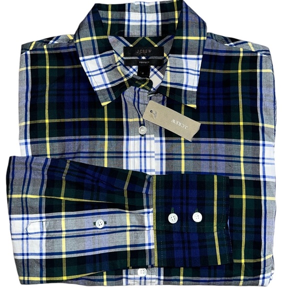 NWT J. Crew Tartan Plaid Long Sleeve Button Down Women’s Size 0 Classic Preppy - Picture 1 of 9